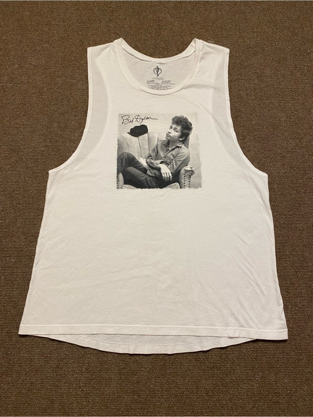 Bob Dylan Graphic Tank Top 2X White 100% Cotton The Thread Shop Music